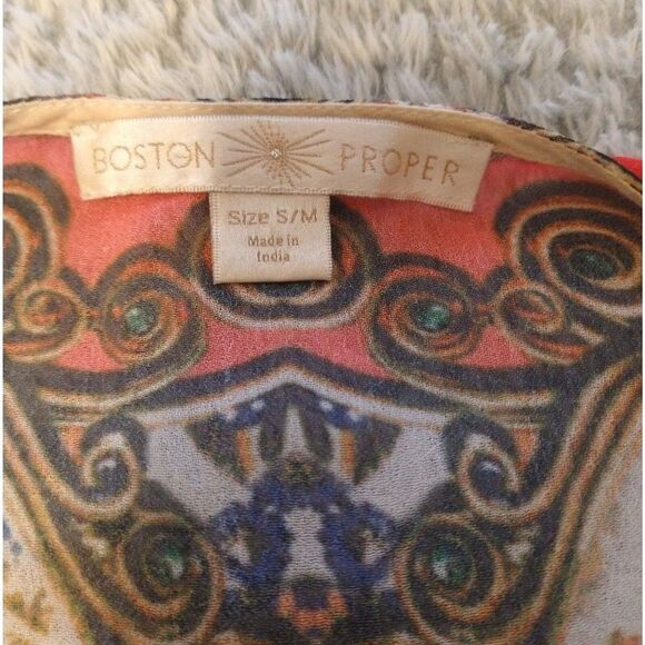 Boston proper Vneck sheer  poncho Small Embellished Boho Beachy Cottage Core - Picture 11 of 12